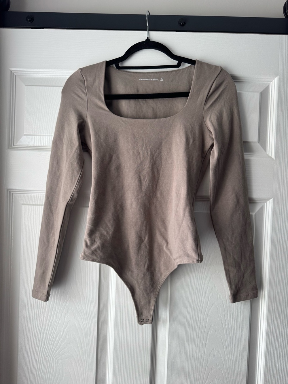 Abercrombie & Fitch Long Sleeve Square Neck Bodysuit Taupe Size Small